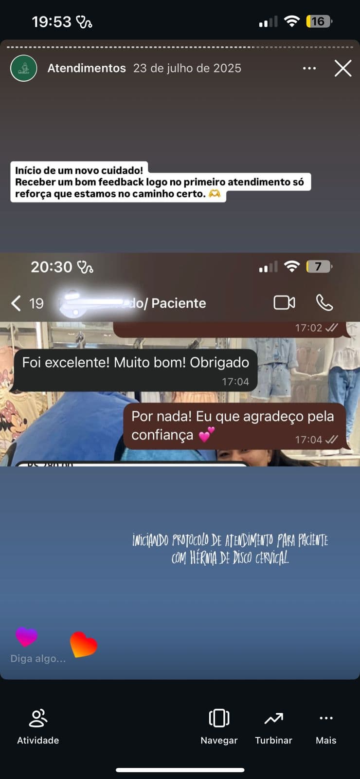 Depoimento de Paciente em protocolo — Hérnia de disco cervical